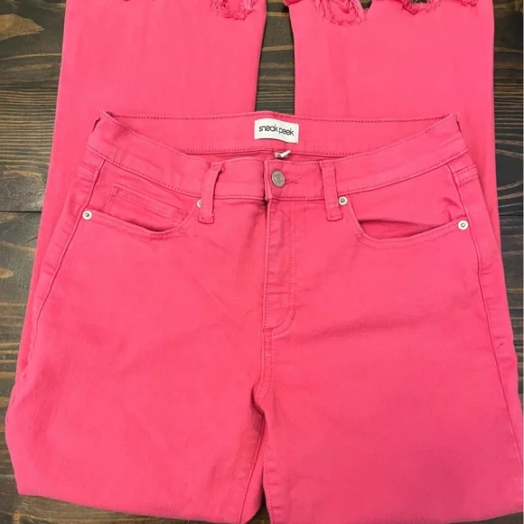 Pink distressed kick flare jeans - Picture 1 of 4